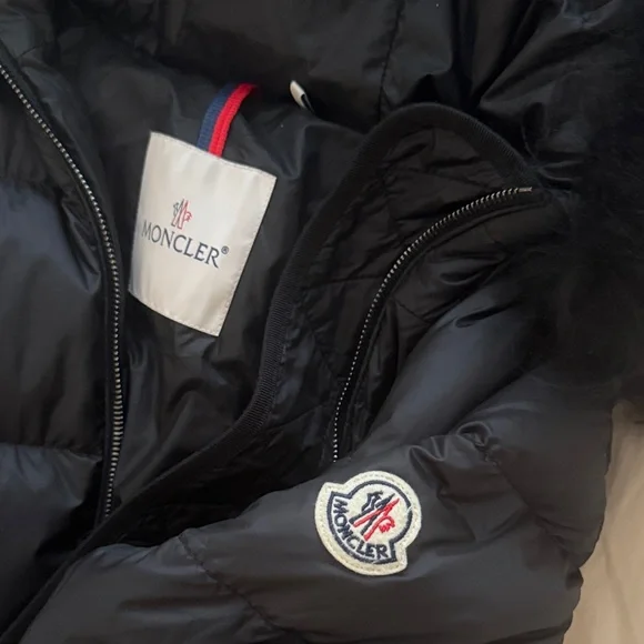 Like New: Moncler Boedic Black Puffer Jacket with Fur - Picture 2 of 3
